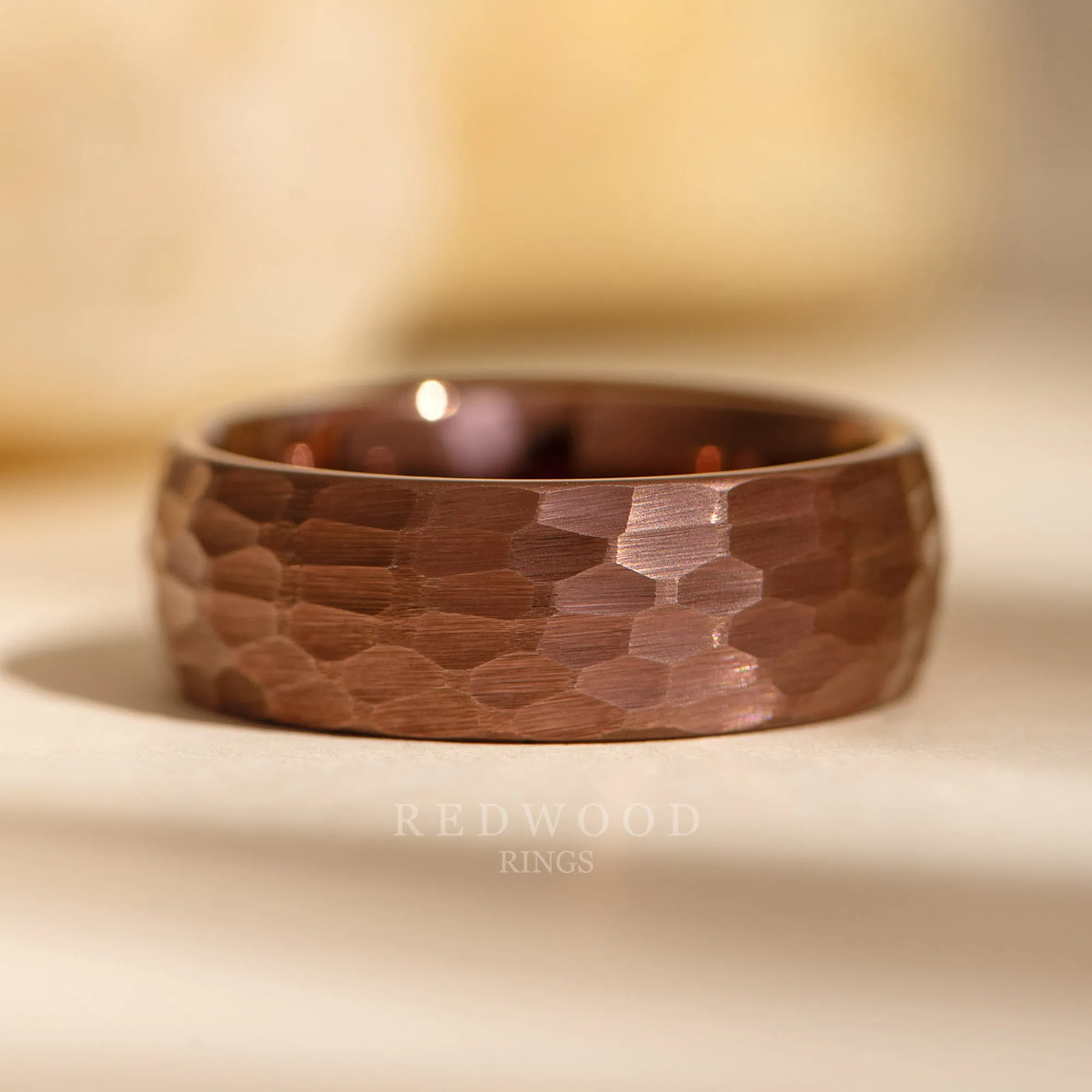 Brown Tungsten Ring, Hammered Finish - 8MM
