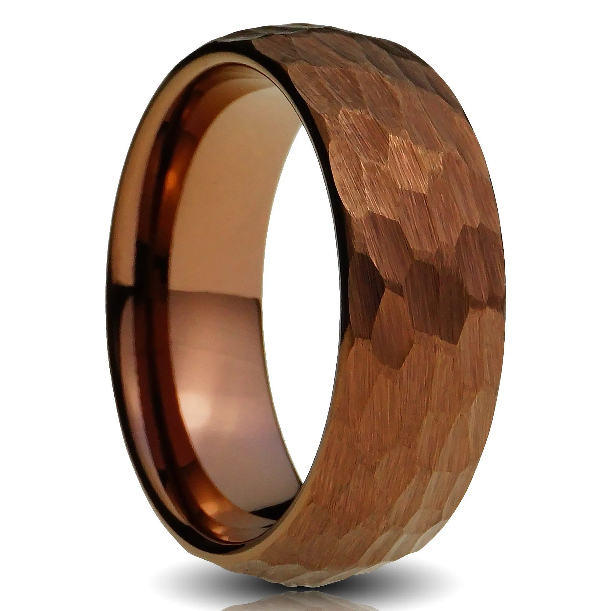 Brown Tungsten Ring, Hammered Finish - 8MM