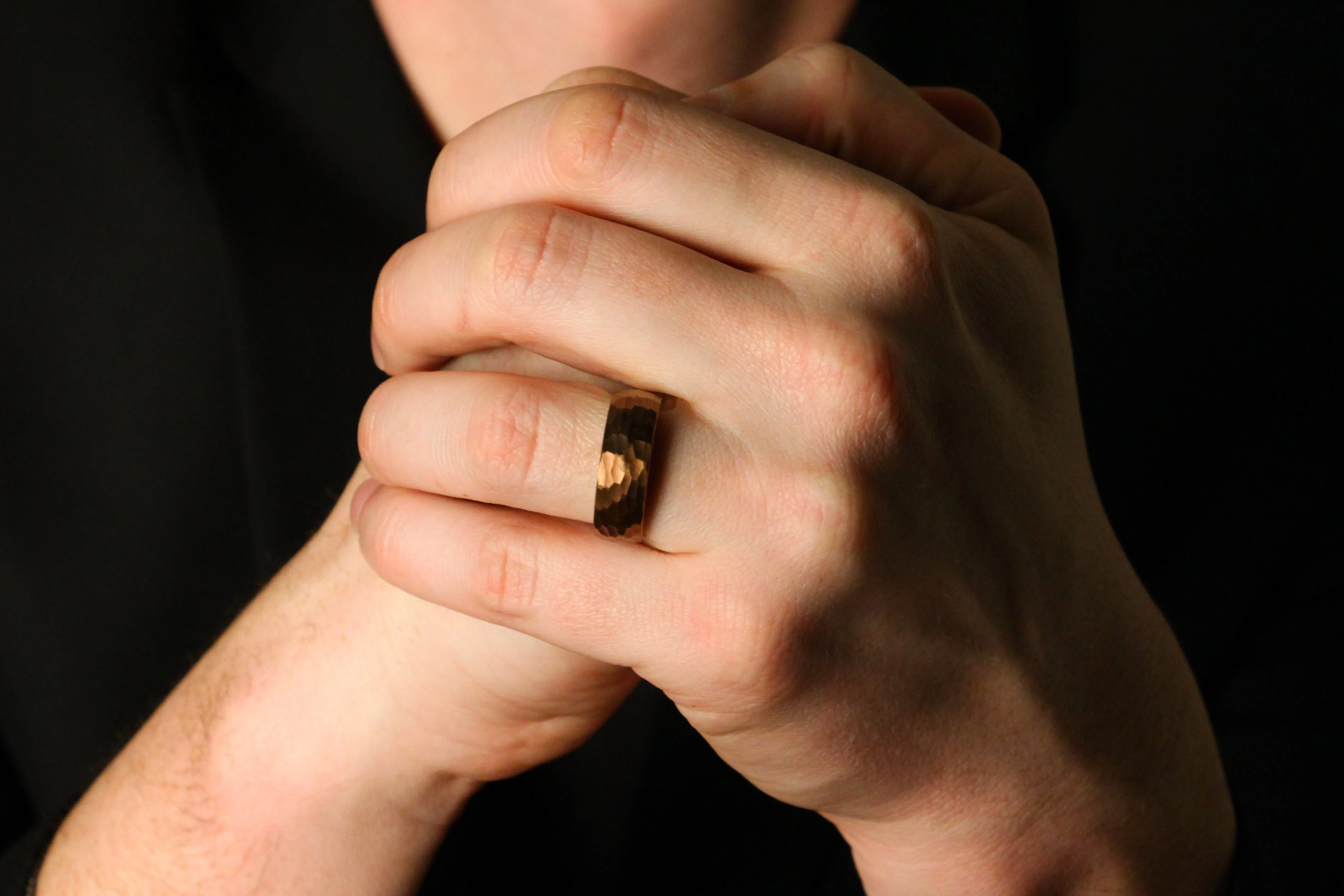 Brown Tungsten Ring, Hammered Finish - 8MM