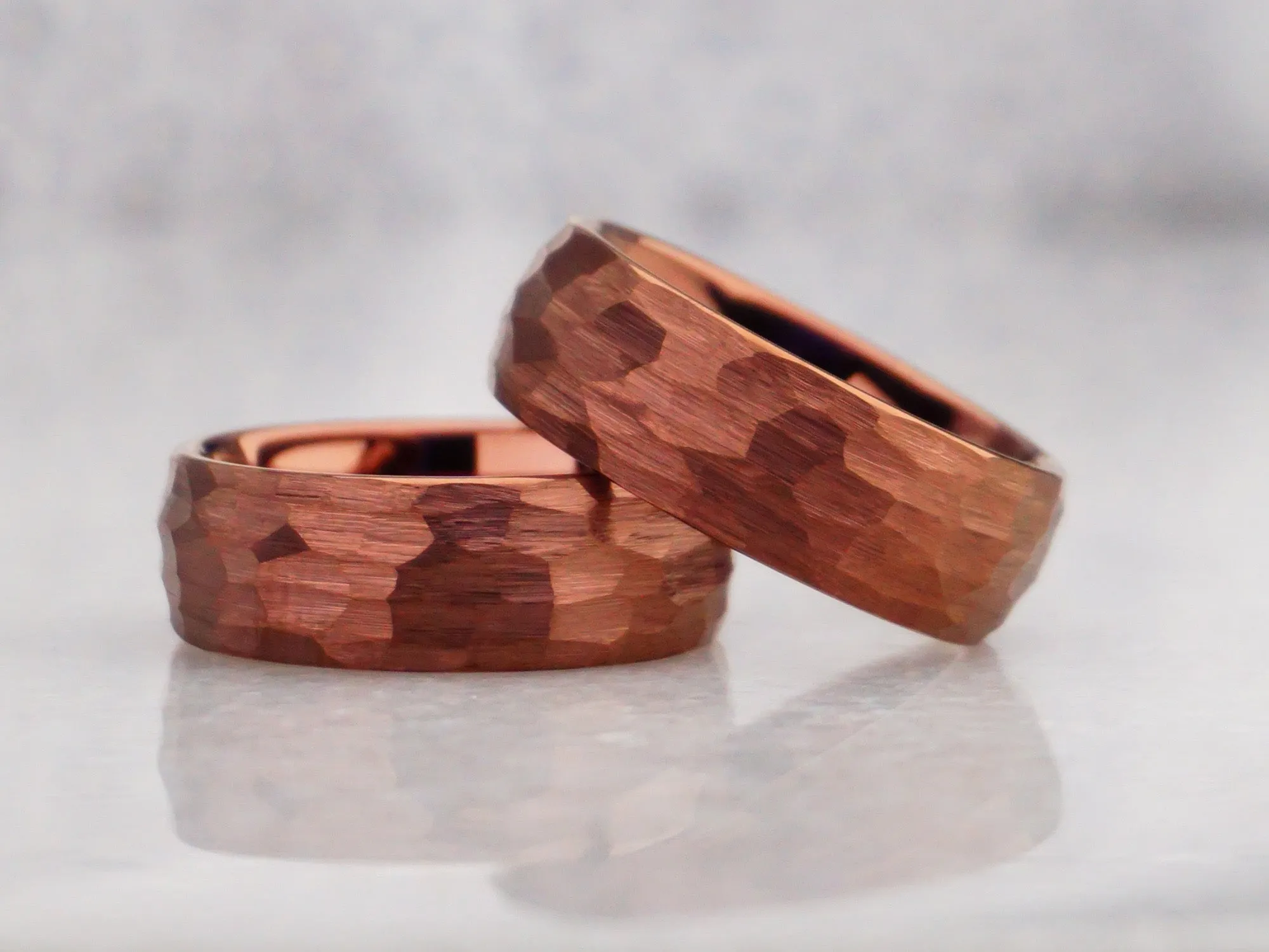 Brown Tungsten Ring, Hammered Finish - 8MM