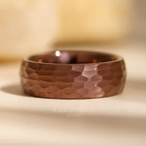 Brown Tungsten Ring, Hammered Finish - 8MM