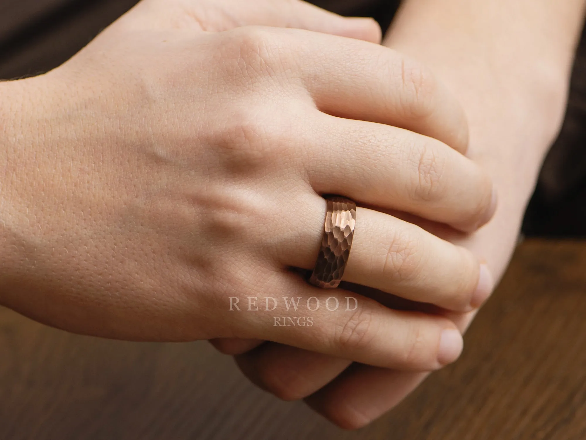 Brown Tungsten Ring, Hammered Finish - 8MM