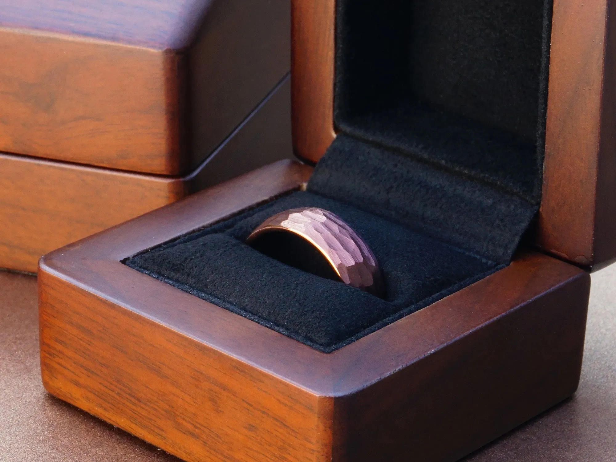 Brown Tungsten Ring, Hammered Finish - 8MM