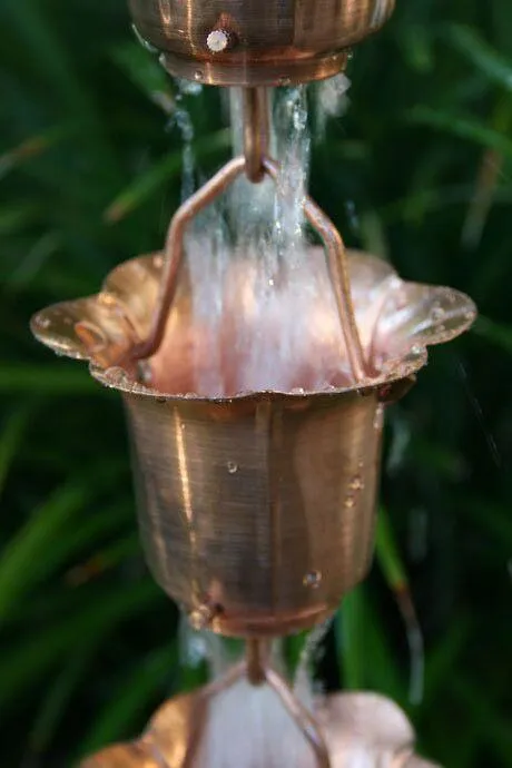 Buttercup Rain Chain - Dark Bronze Premium Decorative Downspout Alternative