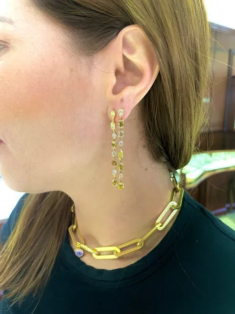 Cascading Yellow Diamond Long Earrings