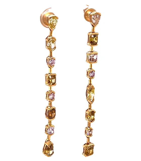 Cascading Yellow Diamond Long Earrings