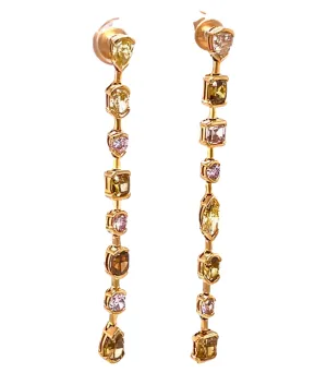 Cascading Yellow Diamond Long Earrings