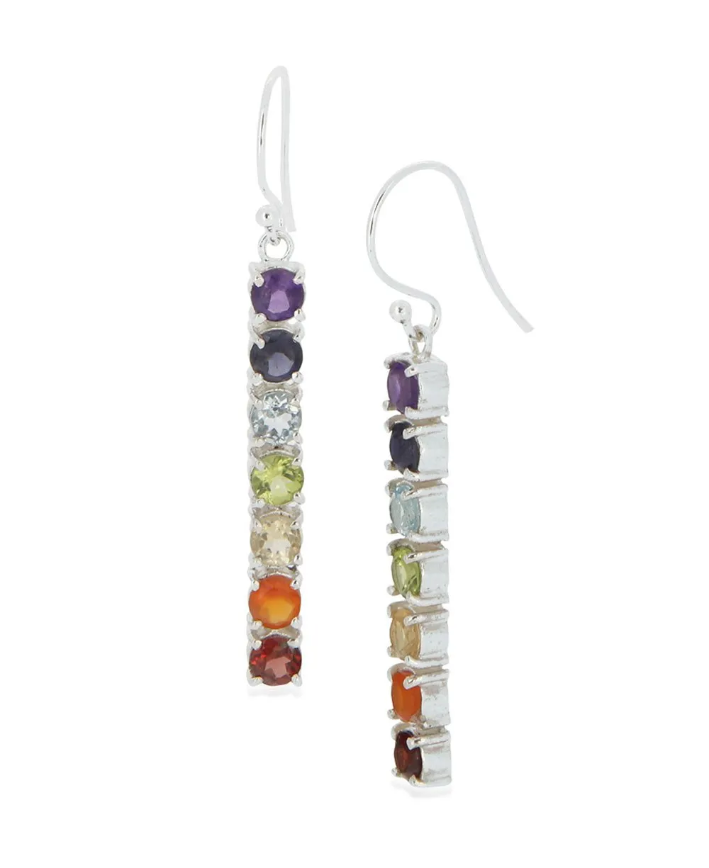 Chakra Gemstones Sterling Silver Earrings