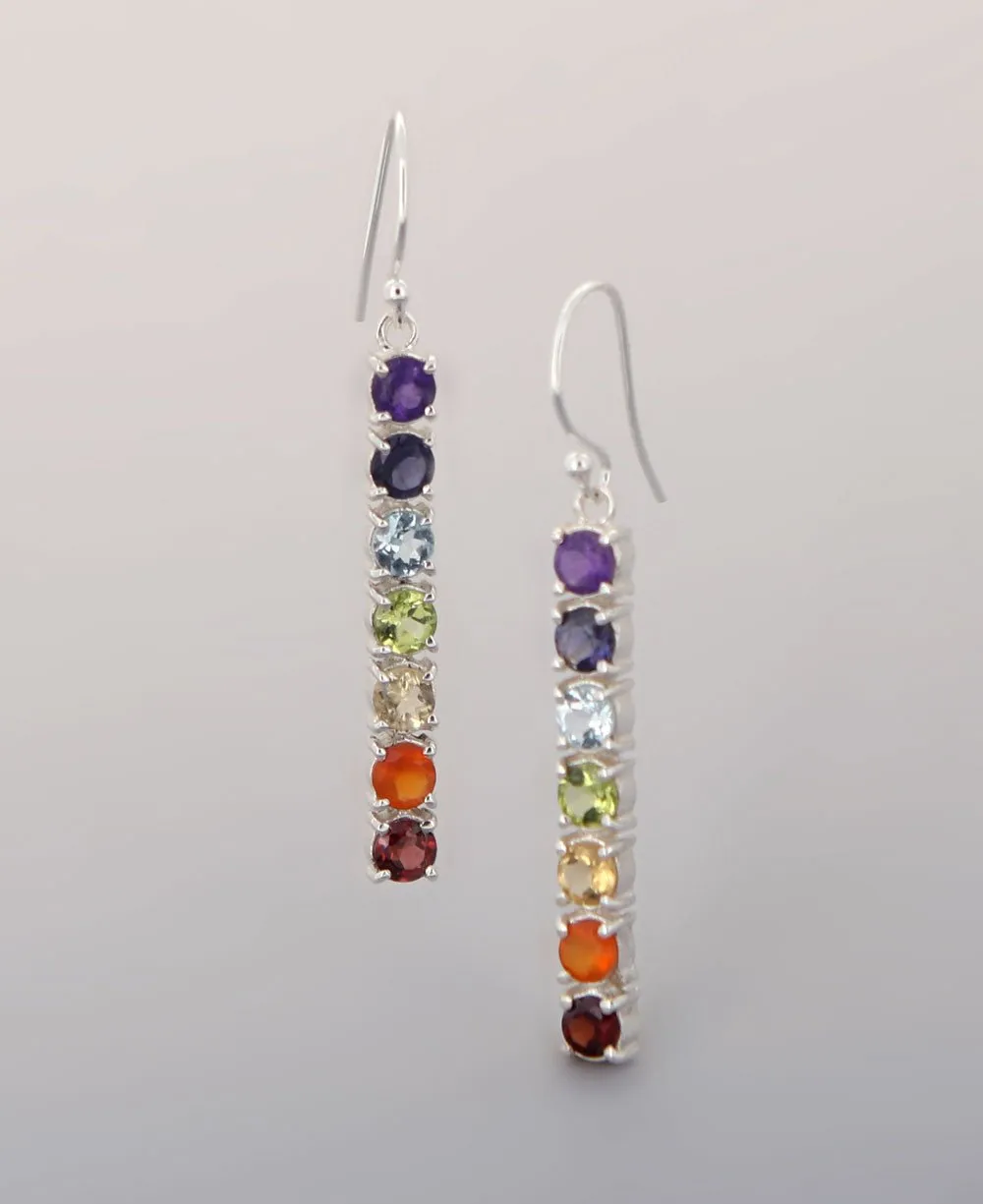 Chakra Gemstones Sterling Silver Earrings