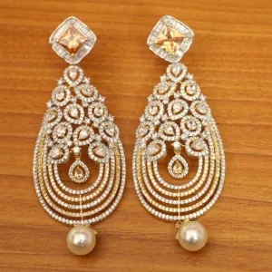 Champagne Colour & CZ Studded Danglers