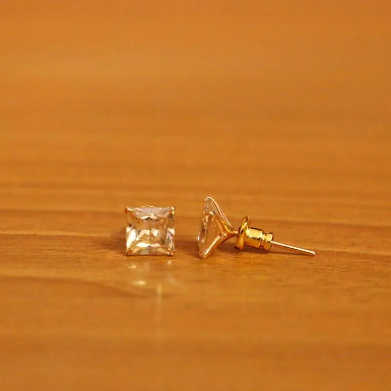 Champagne Colour Square Shaped Gold Plated Studs