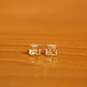 Champagne Colour Square Shaped Gold Plated Studs
