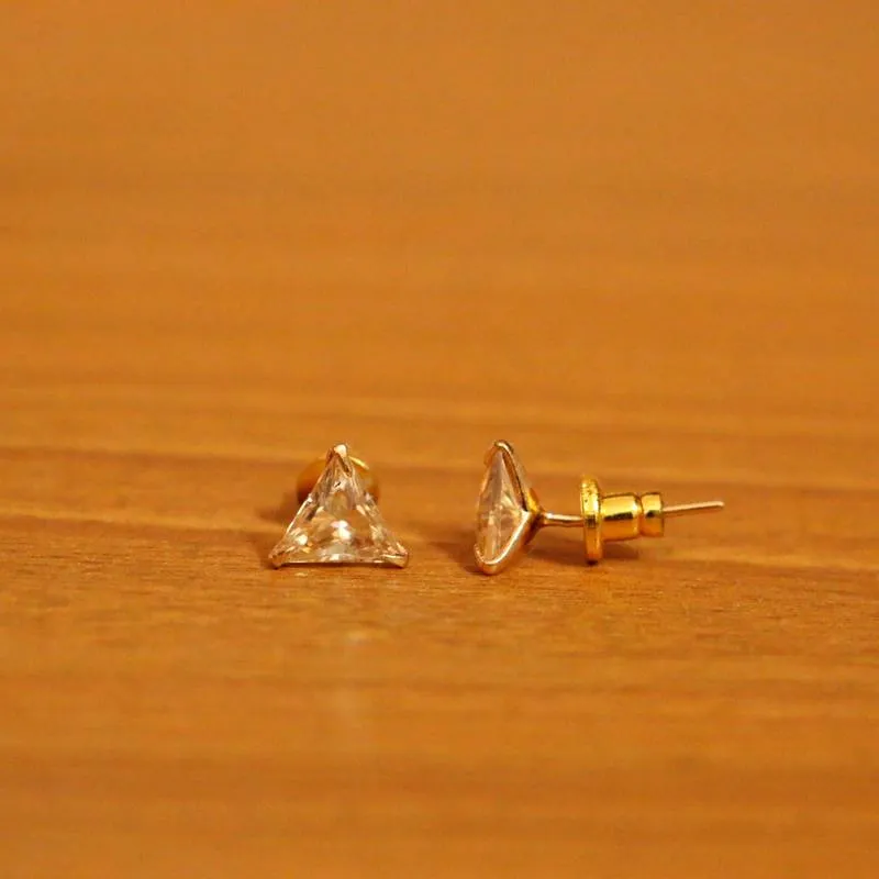 Champagne Colour Triangle Shaped Gold Plated Studs