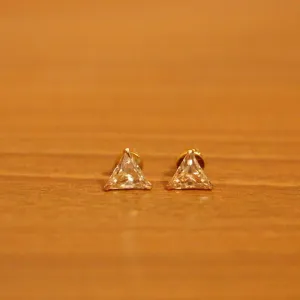 Champagne Colour Triangle Shaped Gold Plated Studs