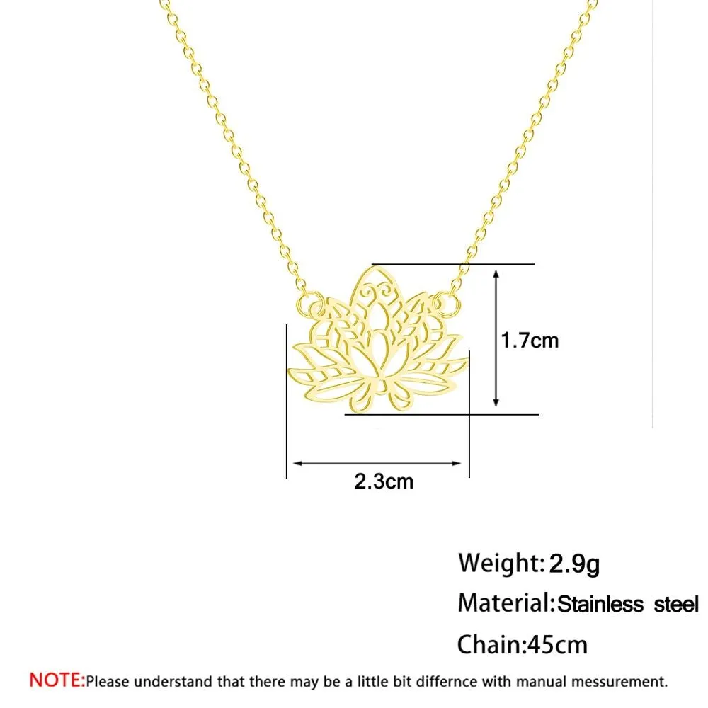 Chandler Stainless Steel Blooming Lotus Flower Necklace Origami Flower