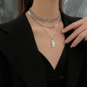 Choker Irregular Crescent Pendant Necklace For Women Metal Mujer Multi-Layer Chain Charm Jewelry Collier Femme 2022 Trend