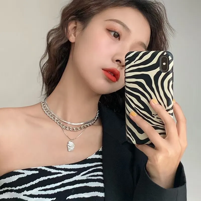 Choker Irregular Crescent Pendant Necklace For Women Metal Mujer Multi-Layer Chain Charm Jewelry Collier Femme 2022 Trend