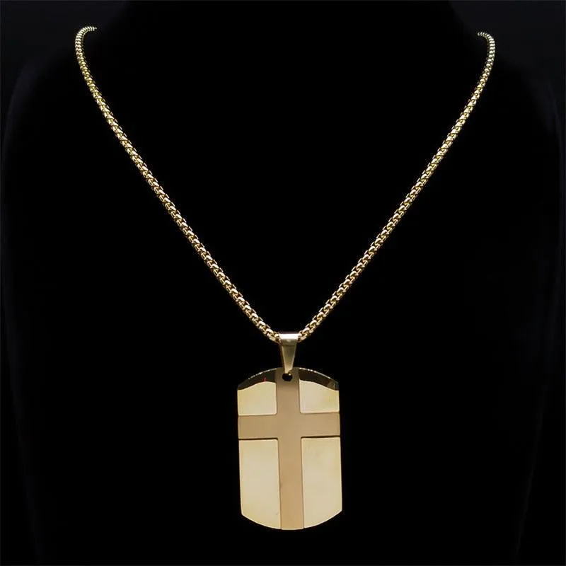 Christian Jesus Cross Necklace - Stainless Steel Fear Not for I Am with You Bible Verse Encourage Jewellery