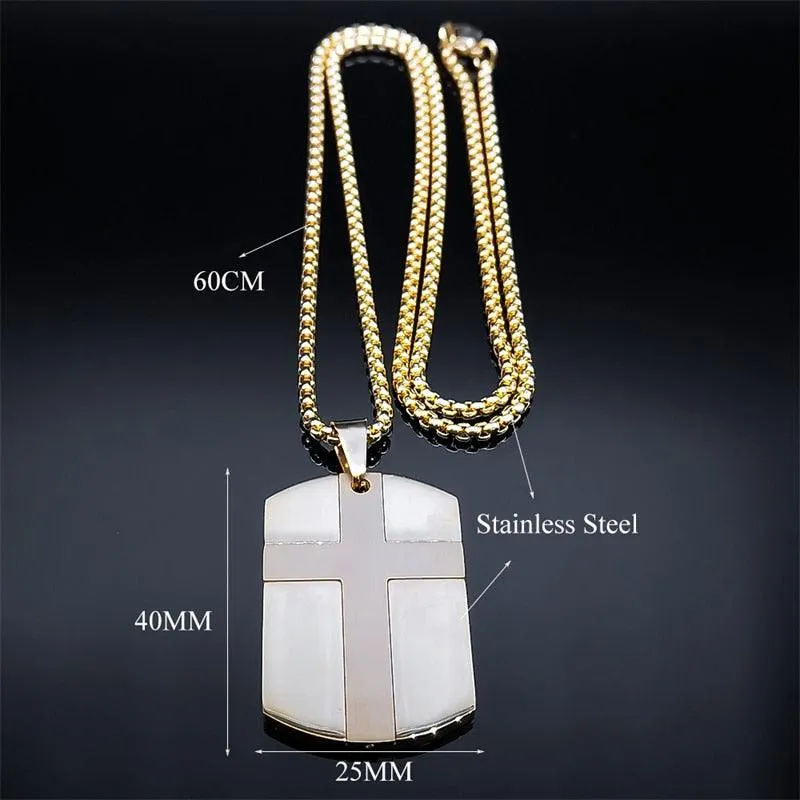 Christian Jesus Cross Necklace - Stainless Steel Fear Not for I Am with You Bible Verse Encourage Jewellery