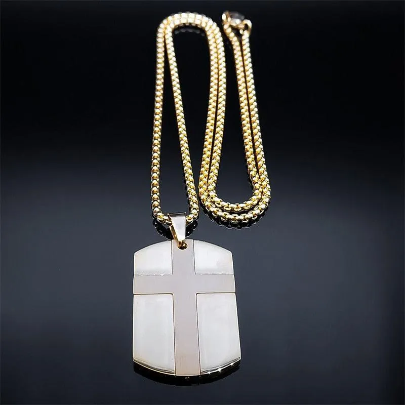 Christian Jesus Cross Necklace - Stainless Steel Fear Not for I Am with You Bible Verse Encourage Jewellery