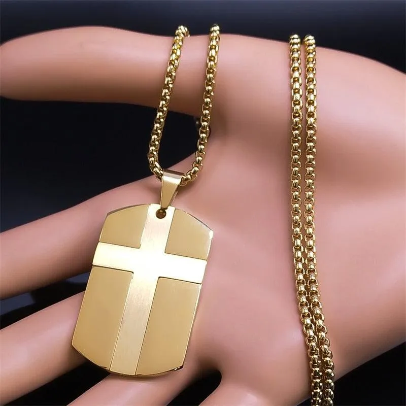 Christian Jesus Cross Necklace - Stainless Steel Fear Not for I Am with You Bible Verse Encourage Jewellery