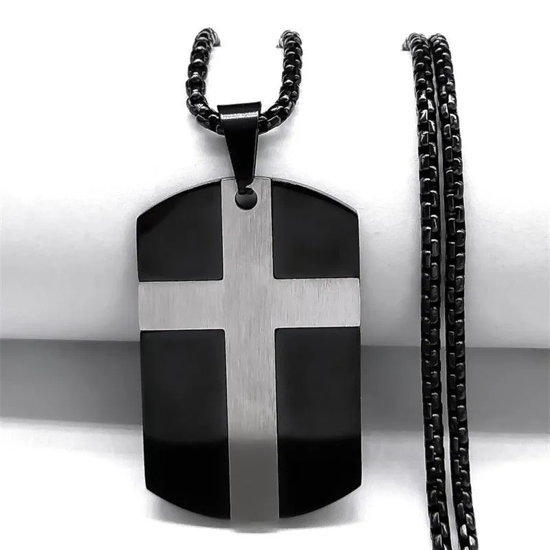 Christian Jesus Cross Necklace - Stainless Steel Fear Not for I Am with You Bible Verse Encourage Jewellery