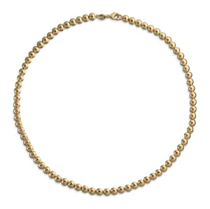 Classic Simple 6MM Round Bead Strand Necklace Polished Gold 16 Inch