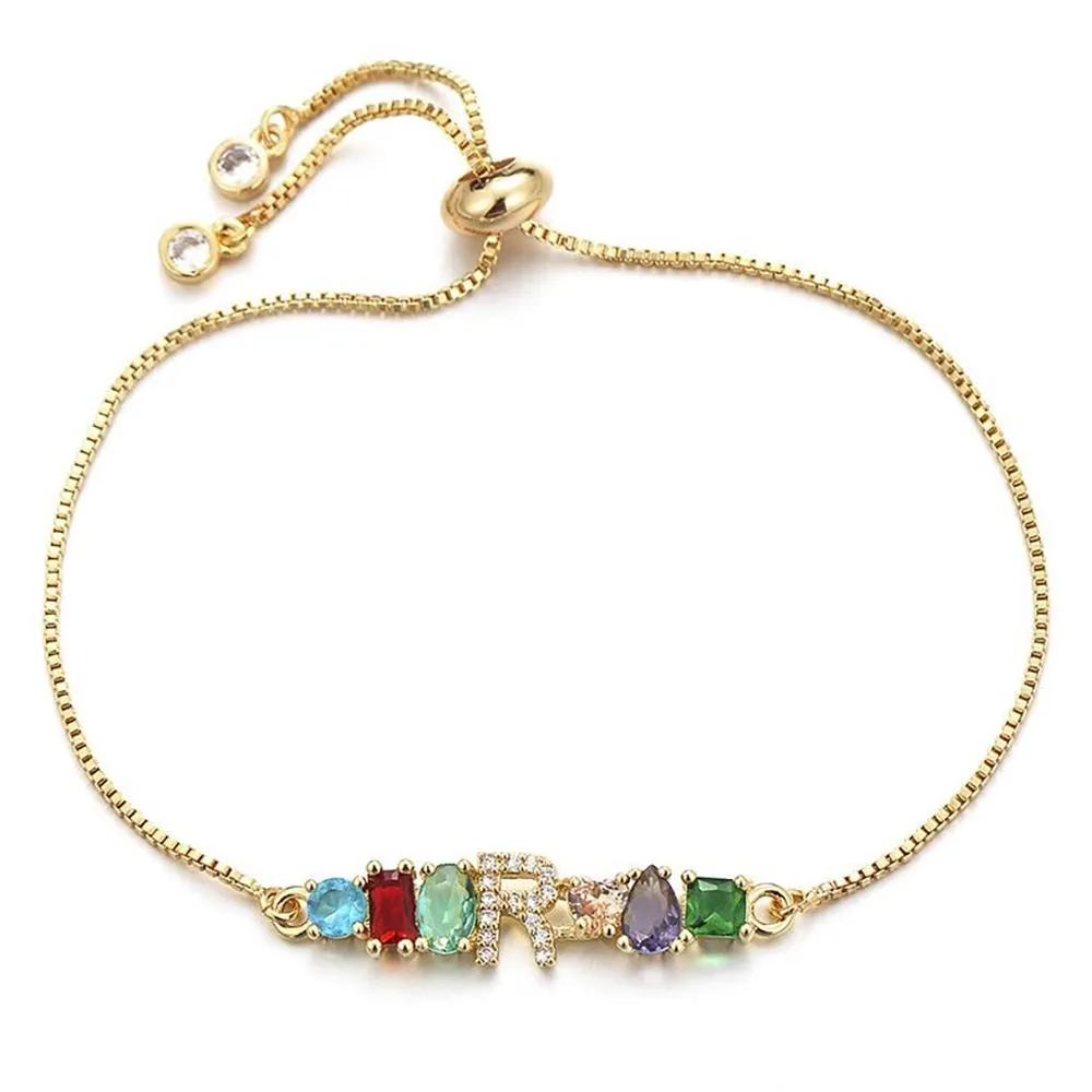 Colorful A-Z Name Initial Charm Personalized Bracelet
