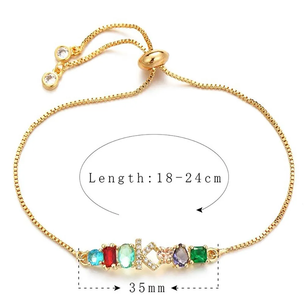 Colorful A-Z Name Initial Charm Personalized Bracelet