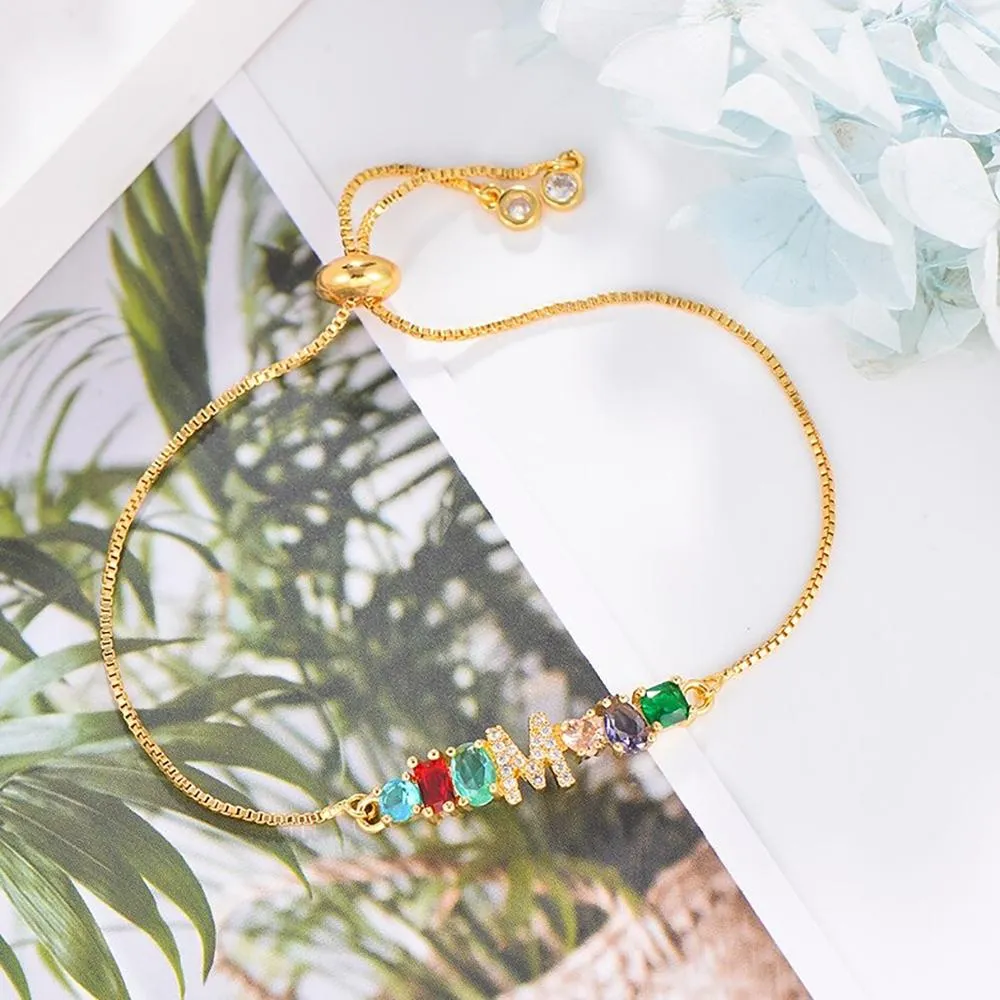 Colorful A-Z Name Initial Charm Personalized Bracelet