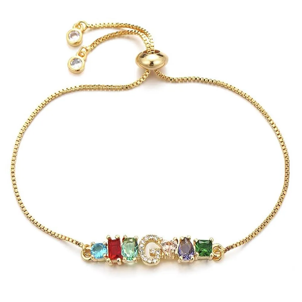 Colorful A-Z Name Initial Charm Personalized Bracelet
