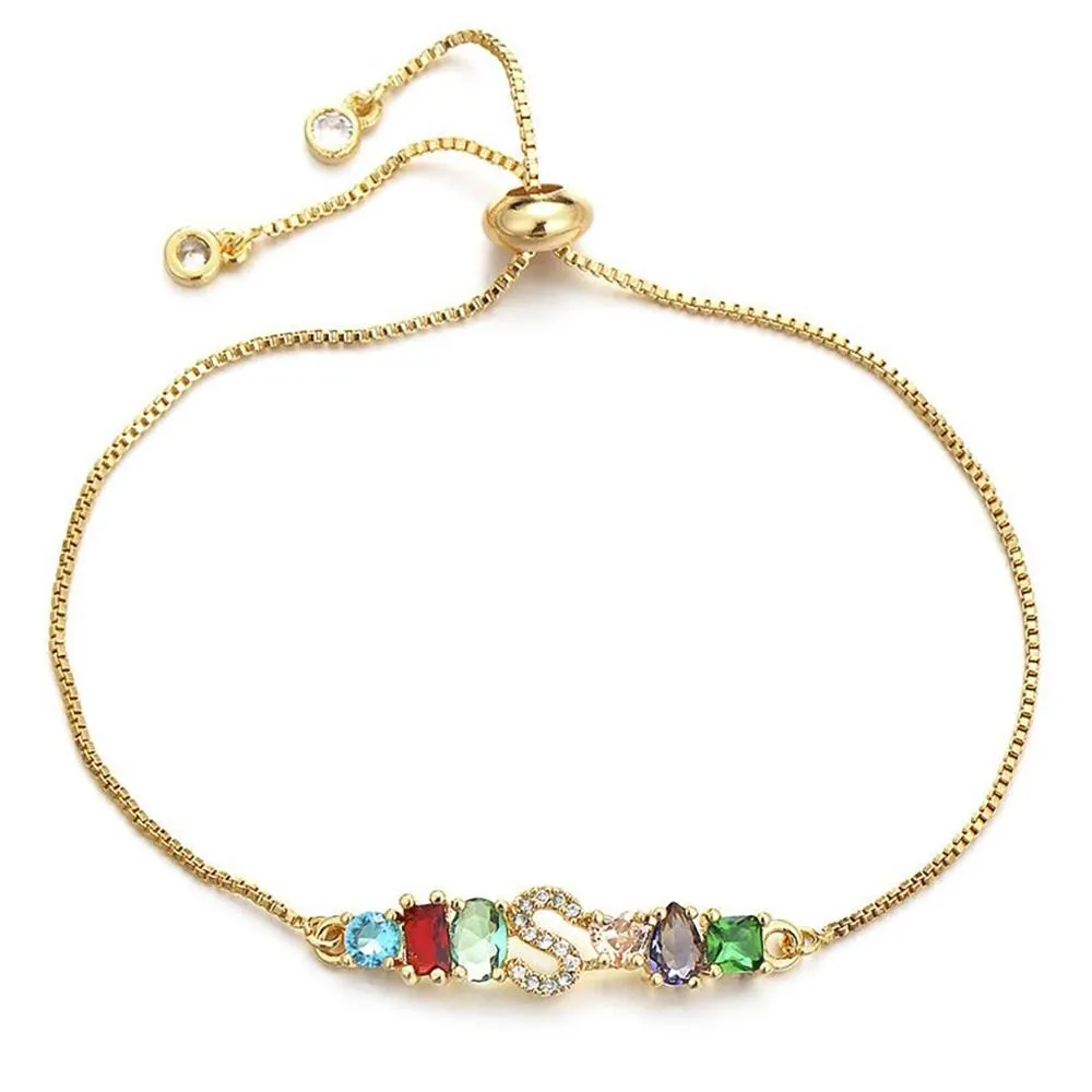Colorful A-Z Name Initial Charm Personalized Bracelet