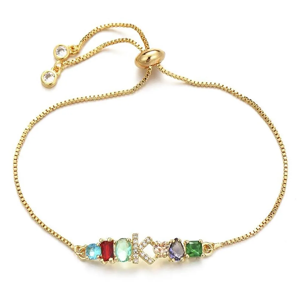 Colorful A-Z Name Initial Charm Personalized Bracelet