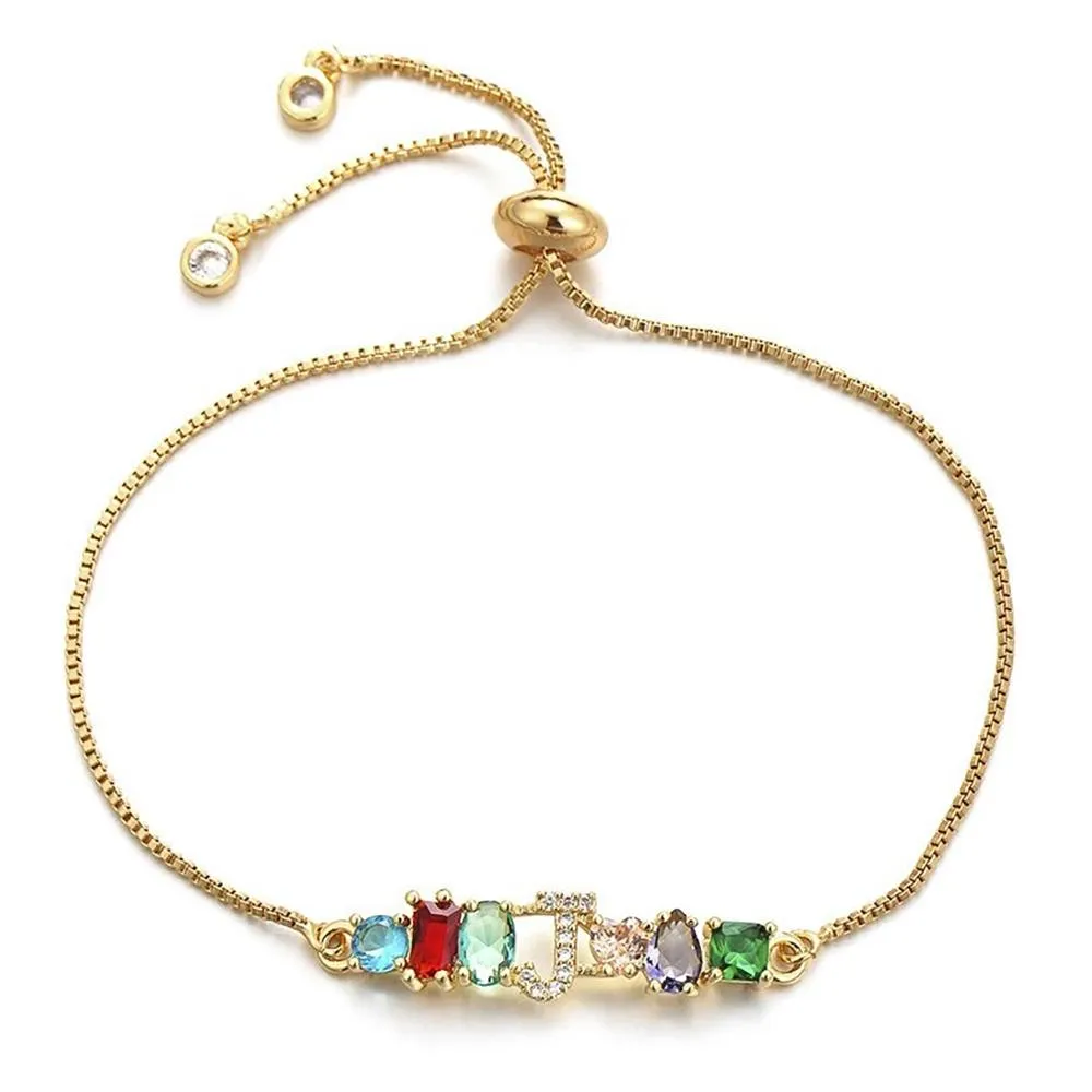 Colorful A-Z Name Initial Charm Personalized Bracelet