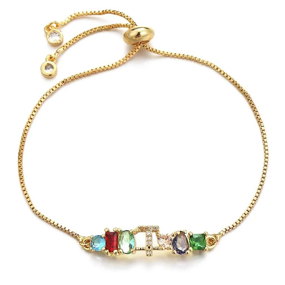 Colorful A-Z Name Initial Charm Personalized Bracelet