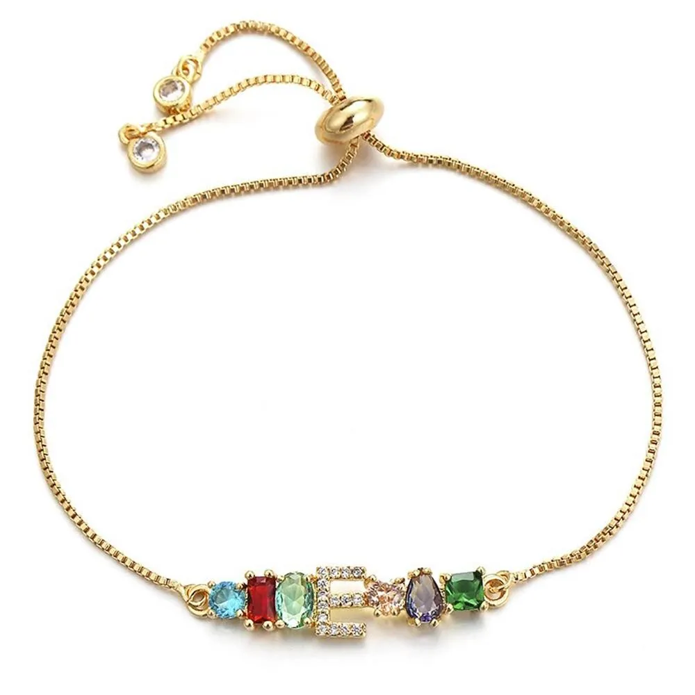 Colorful A-Z Name Initial Charm Personalized Bracelet