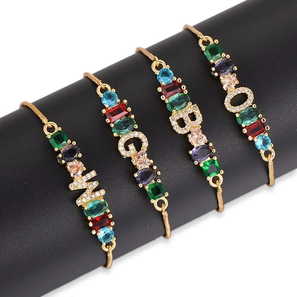Colorful A-Z Name Initial Charm Personalized Bracelet
