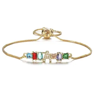 Colorful A-Z Name Initial Charm Personalized Bracelet
