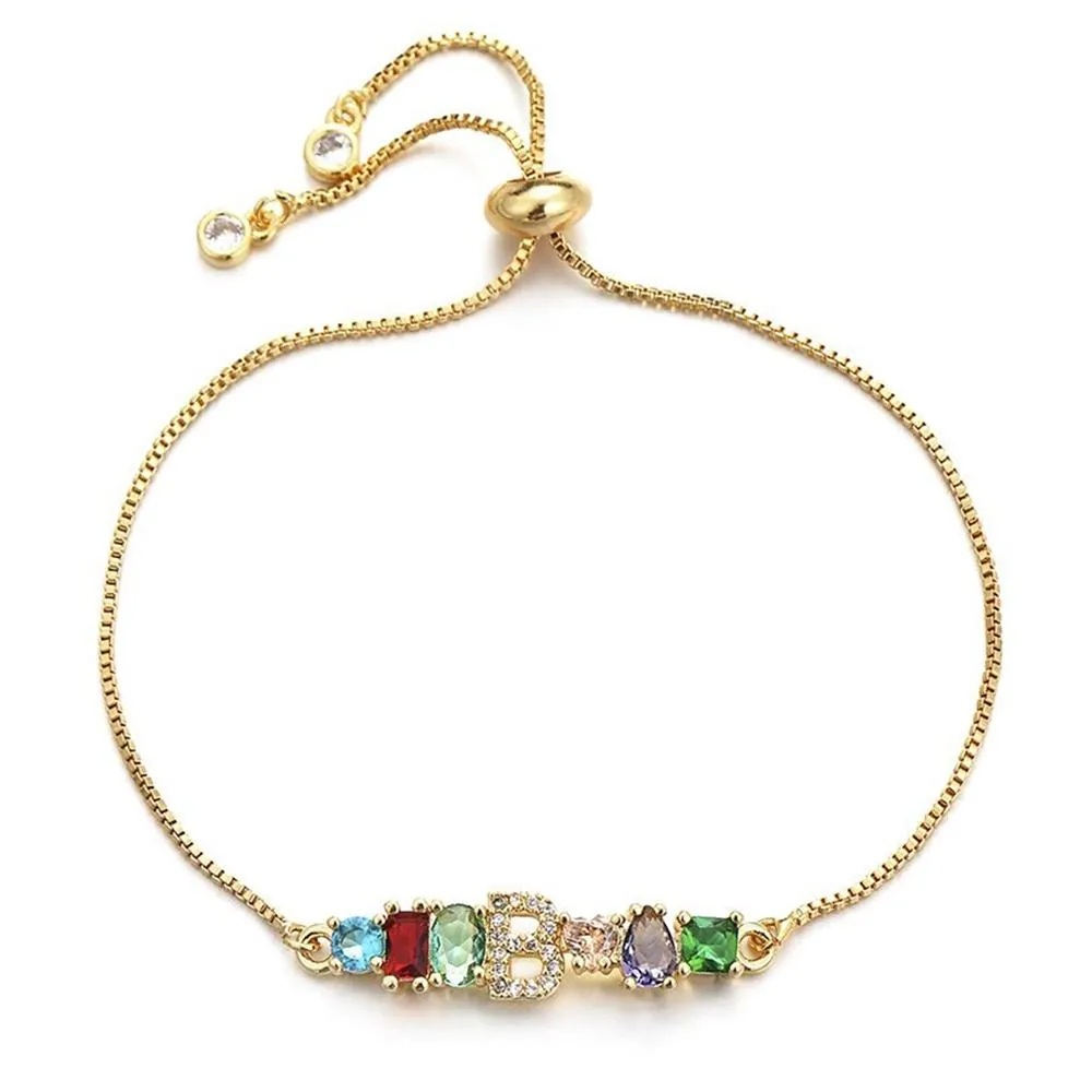Colorful A-Z Name Initial Charm Personalized Bracelet