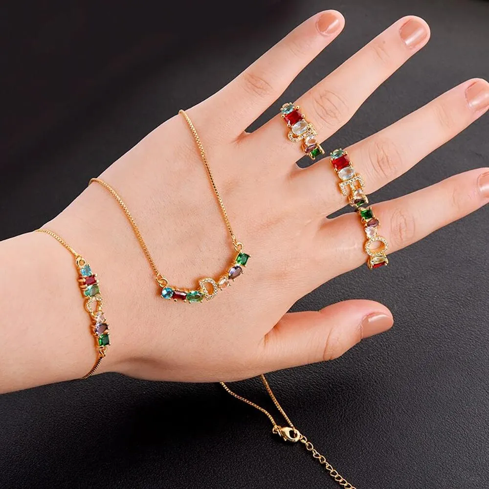 Colorful A-Z Name Initial Charm Personalized Bracelet