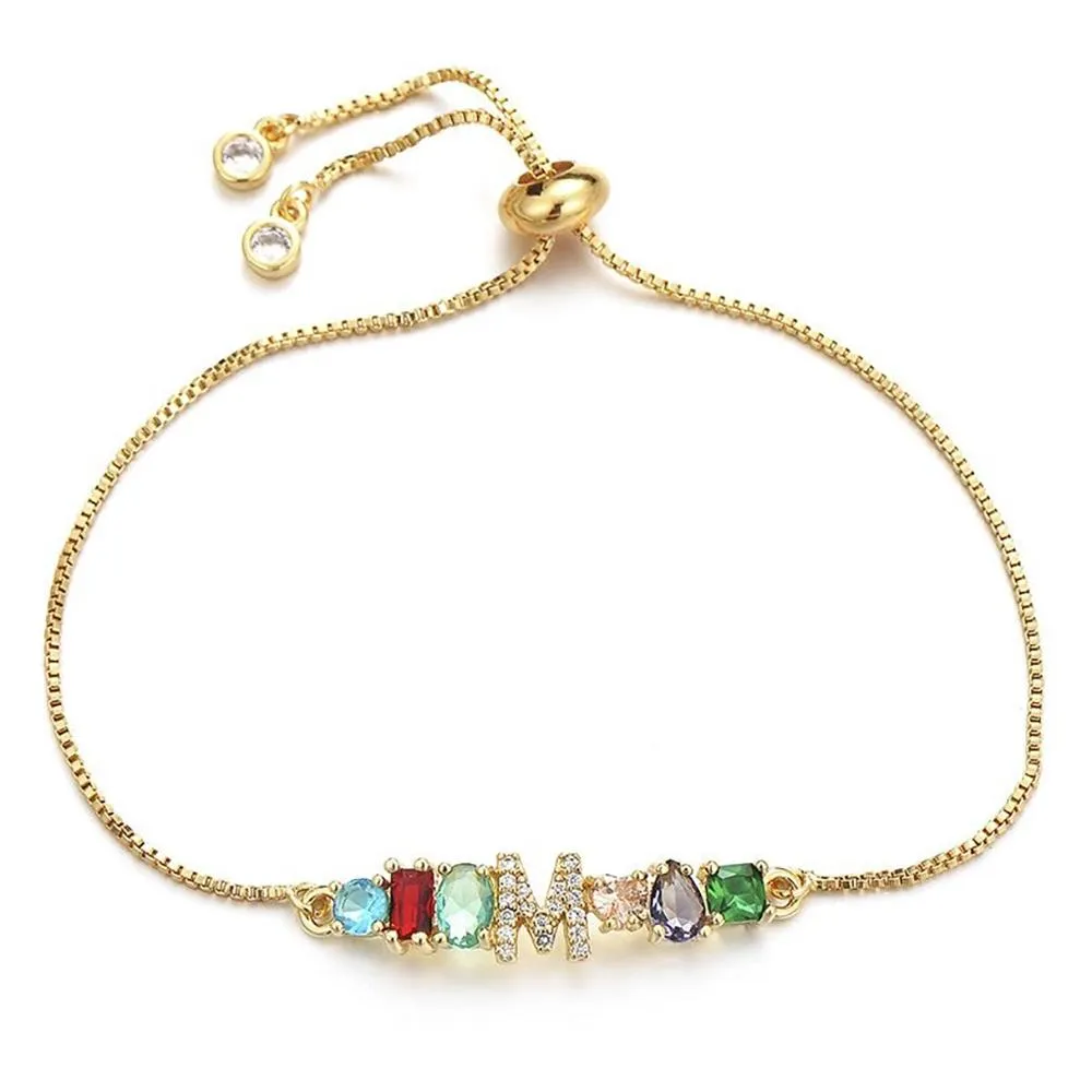 Colorful A-Z Name Initial Charm Personalized Bracelet