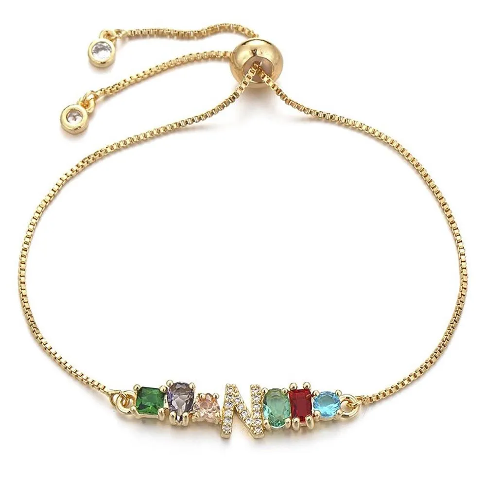 Colorful A-Z Name Initial Charm Personalized Bracelet