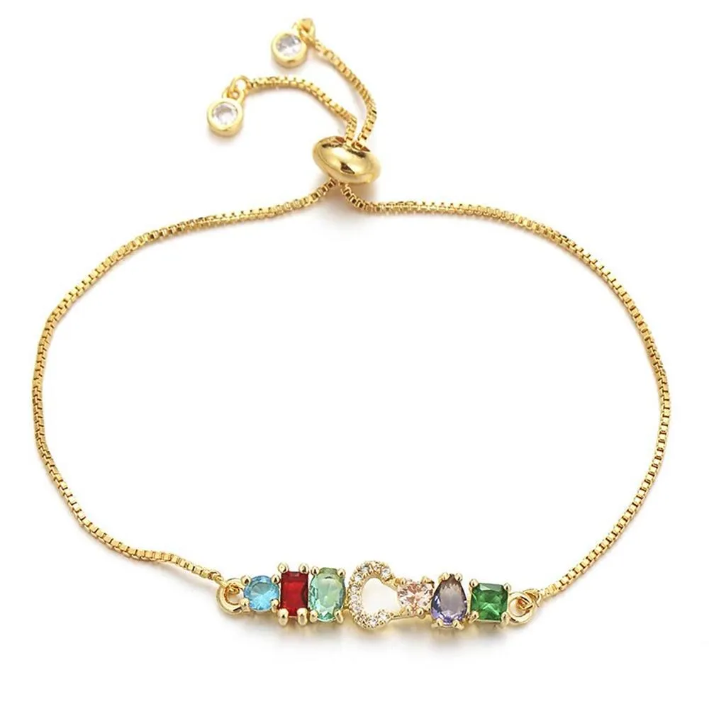Colorful A-Z Name Initial Charm Personalized Bracelet