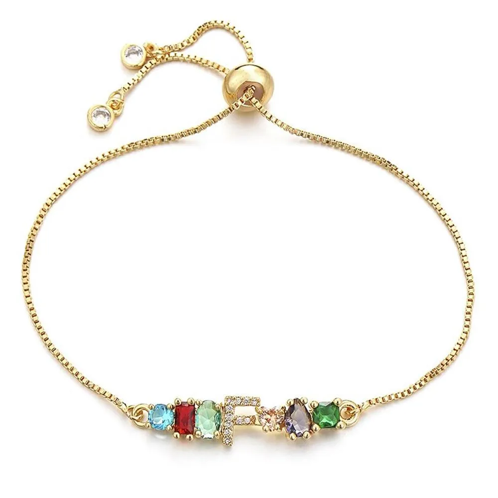 Colorful A-Z Name Initial Charm Personalized Bracelet