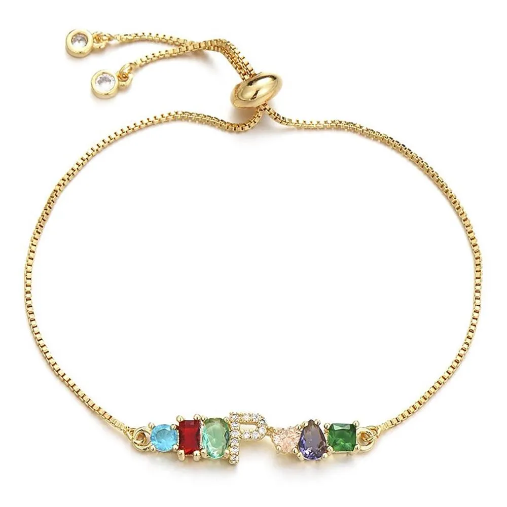 Colorful A-Z Name Initial Charm Personalized Bracelet