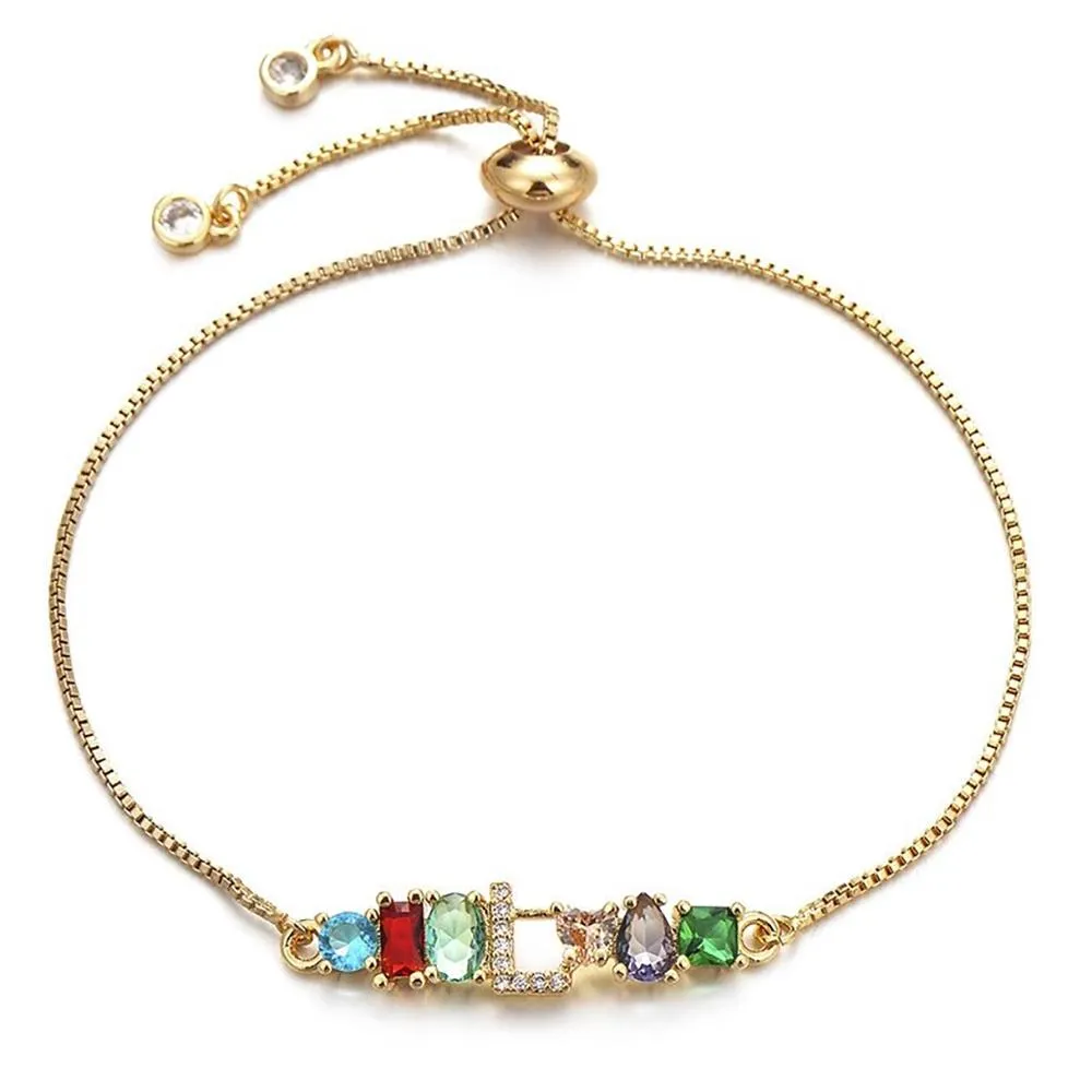 Colorful A-Z Name Initial Charm Personalized Bracelet