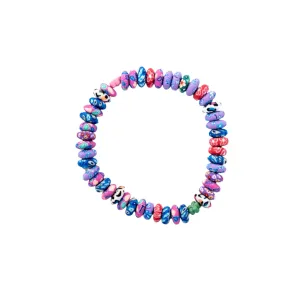 Colorful Clay Discs w/ Flower Print Bracelet