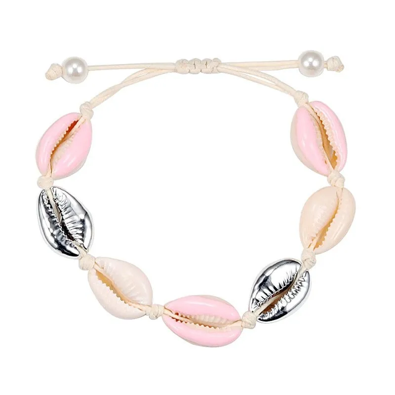 Colorful Printed Shell Conch Adjustable Summer Beach Bracelets