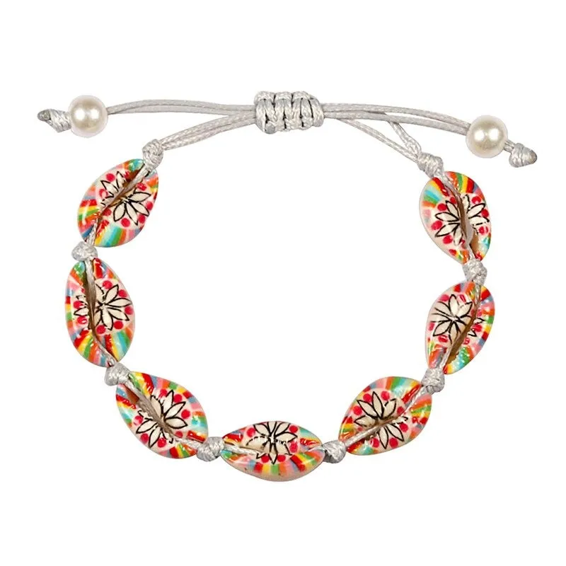 Colorful Printed Shell Conch Adjustable Summer Beach Bracelets