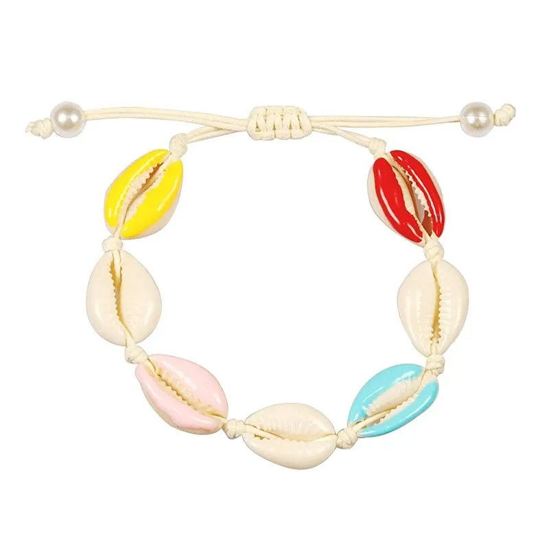 Colorful Printed Shell Conch Adjustable Summer Beach Bracelets